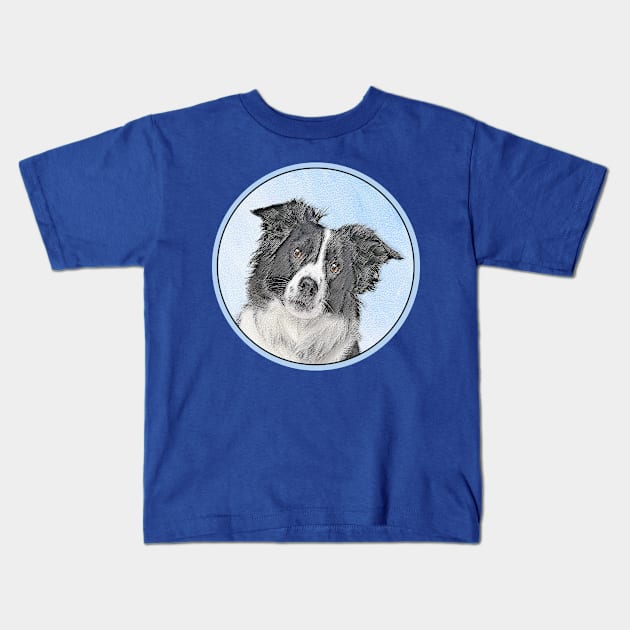 Border Collie Painting - Cute Original Dog Art Kids T-Shirt by Alpen Designs